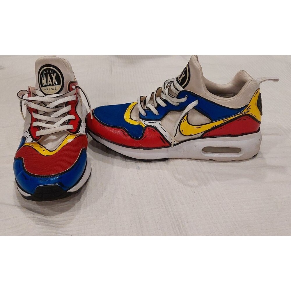Customized Cartoon Bauhaus Blue Red Yellow Nike Air Max Prime Sneakers 10